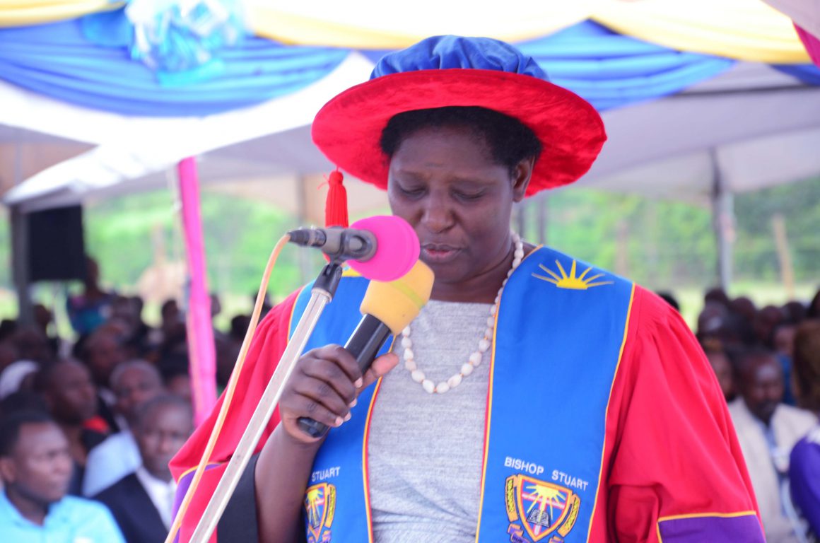 Prof. Maud Kamatenesi (PhD) Vice-Chancellor Bishop Stuart University delivering her speech at BSU’s 15th Graduation Ceremony held on 18th of October 2019
