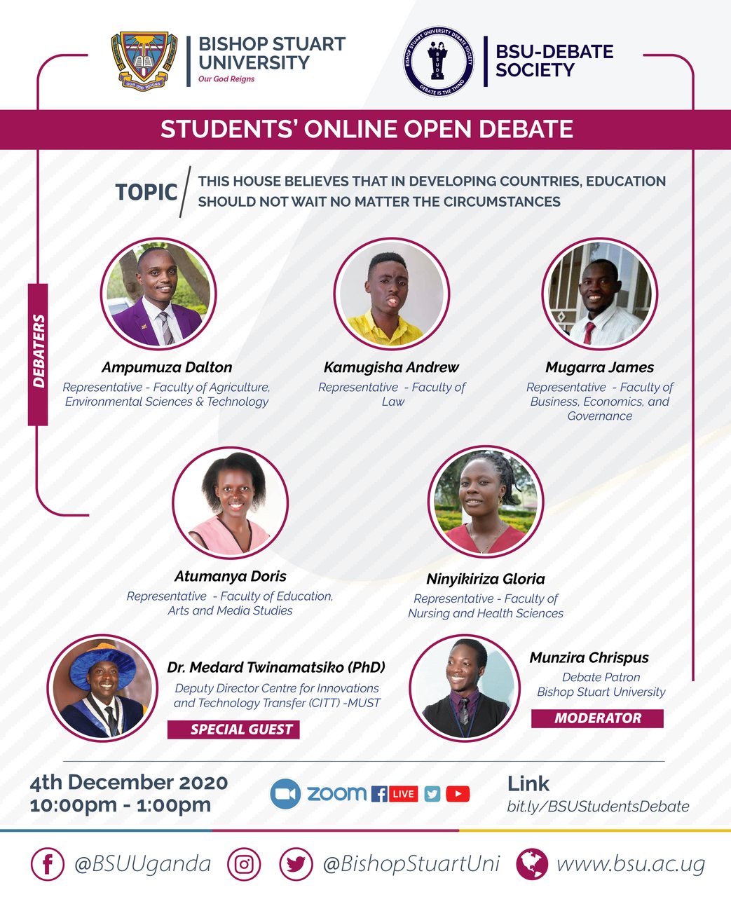 Bishop Stuart University Student’s Online Open Debate