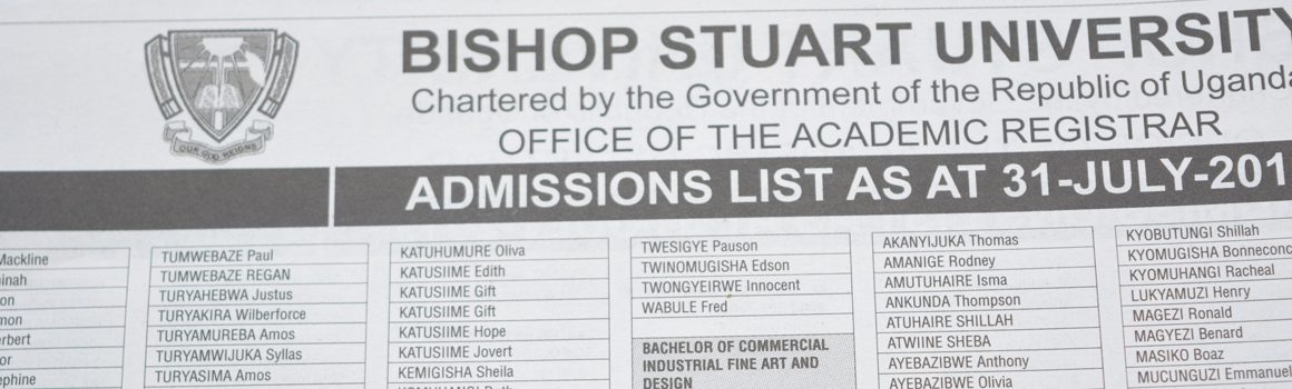 Bishop Stuart University Final admission list Academic Year 2019/2020