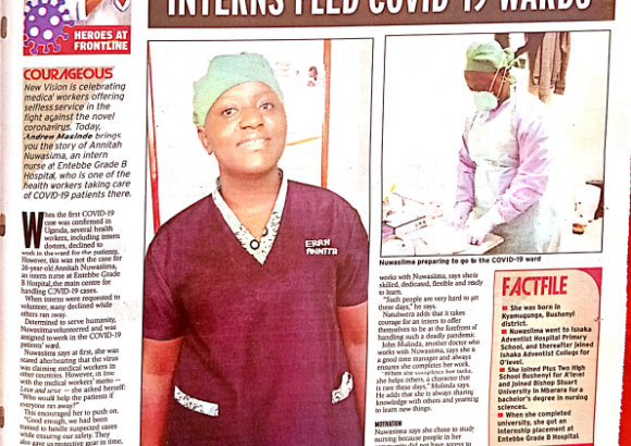 BSU’s Annitah Nuwasiima shines among Covid-19 front line team at Entebbe Grade B Hospital