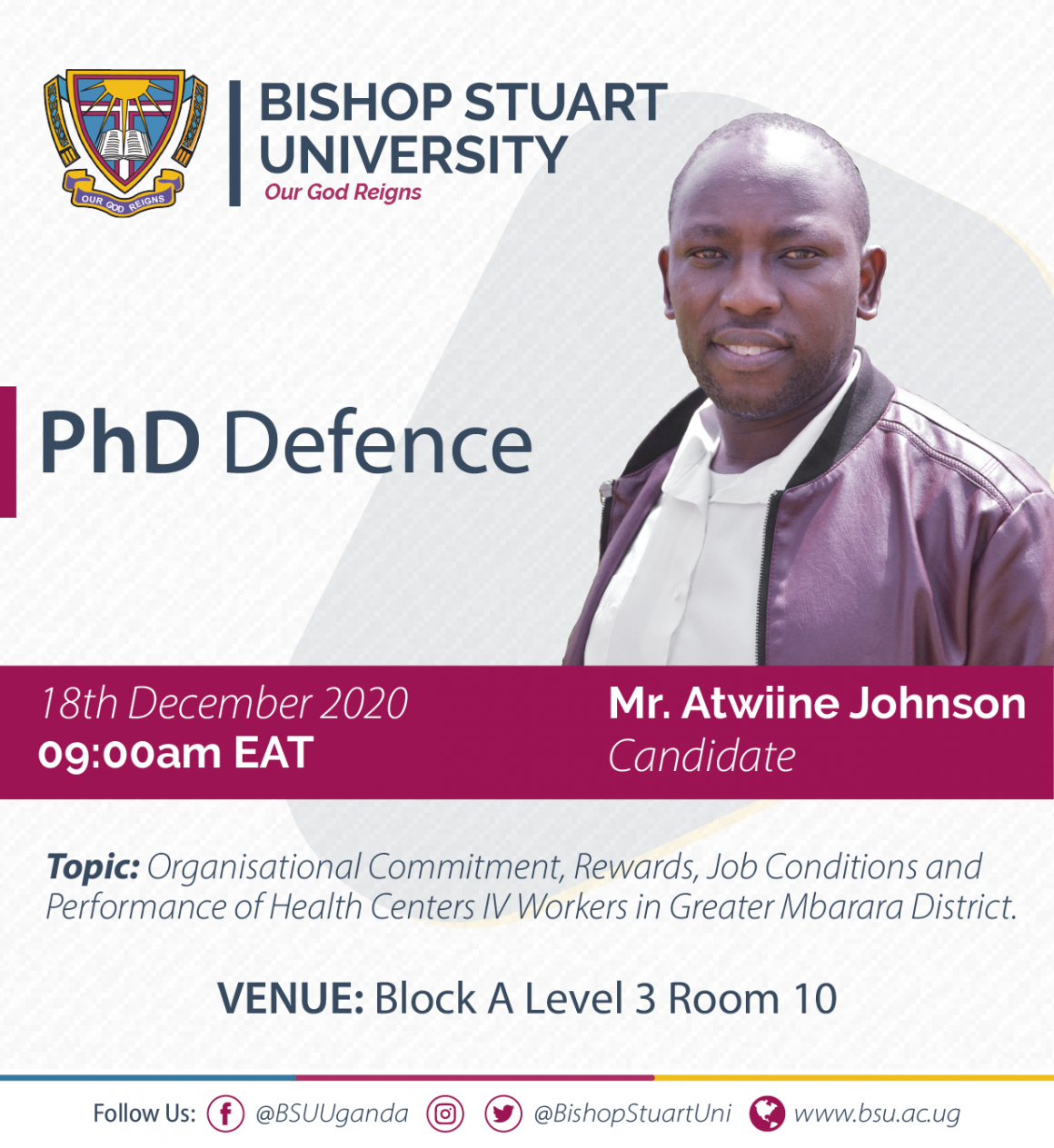 PhD Defence – Mr. Atwiine Johnson