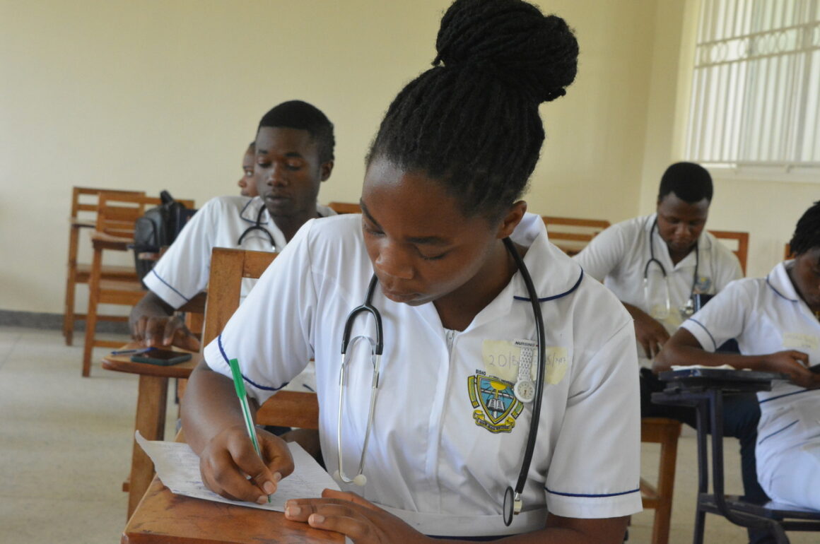 A Nursing Student in an examination roon for her end Sem exams _Taken_3rd May 2022 | Faculty of Nursing and Health Sciences, Ruharo Mbarara