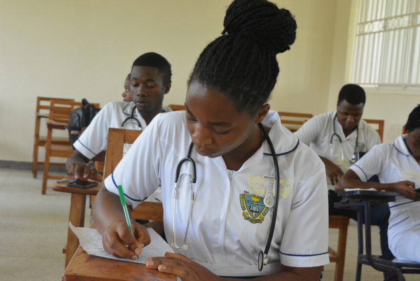A Nursing Student in an examination roon for her end Sem exams _Taken_3rd May 2022 | Faculty of Nursing and Health Sciences, Ruharo Mbarara