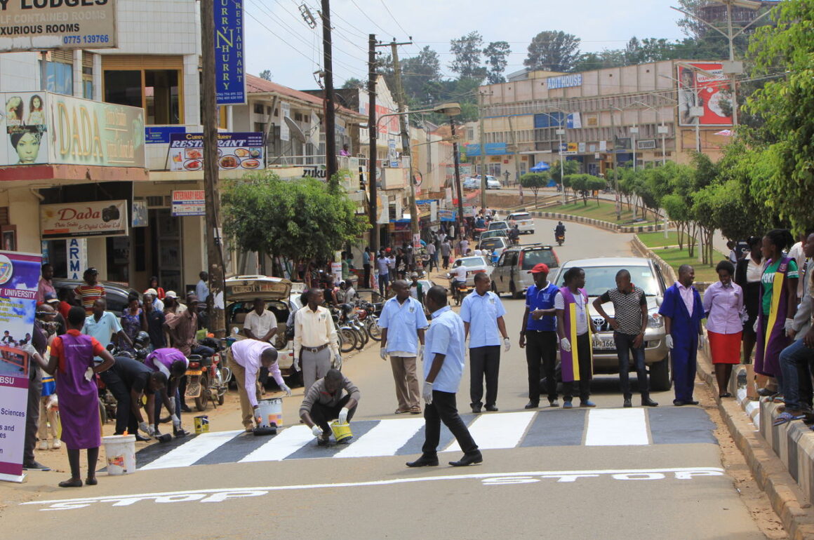 Cleaning of Mbarara Town and Painting three Zebra crossing areas as a way of giving back to the community during the 4th BSU Week on 21st February 2018