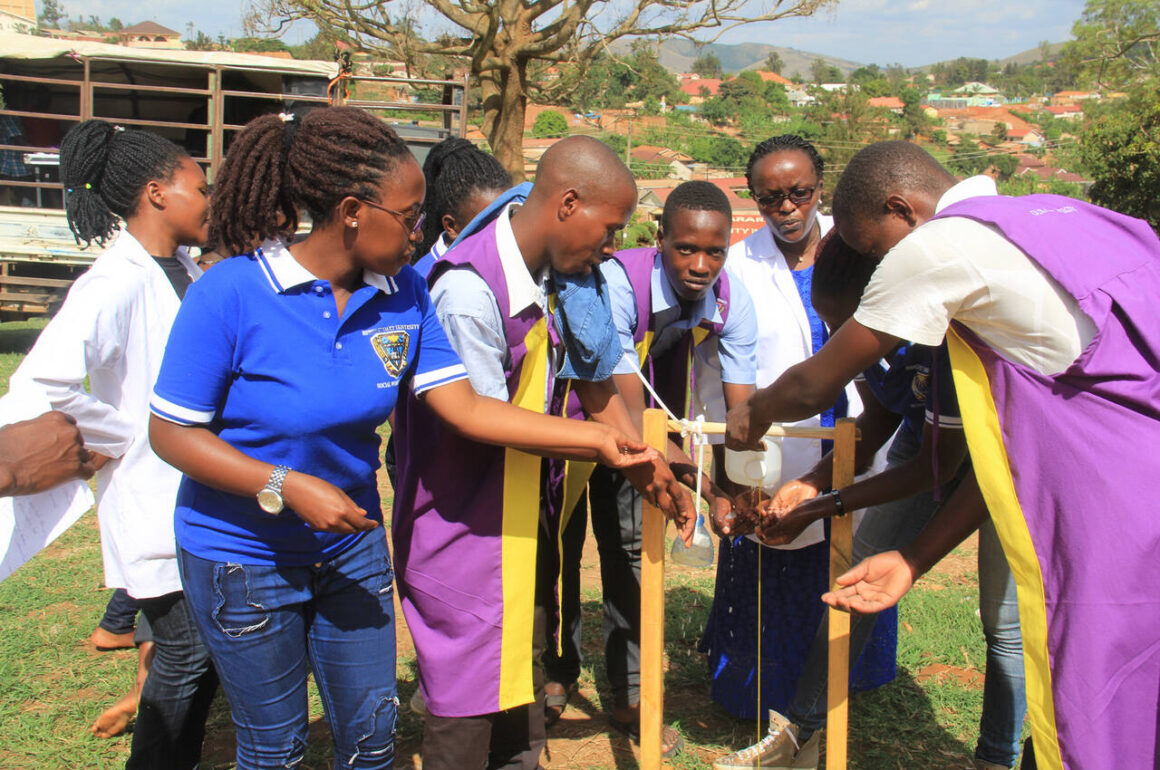 Students of Public Health showing Mbarara community good practices of hygen at Independence park in March 2017 Research Support for Masters Students – Call for Expression of Interest